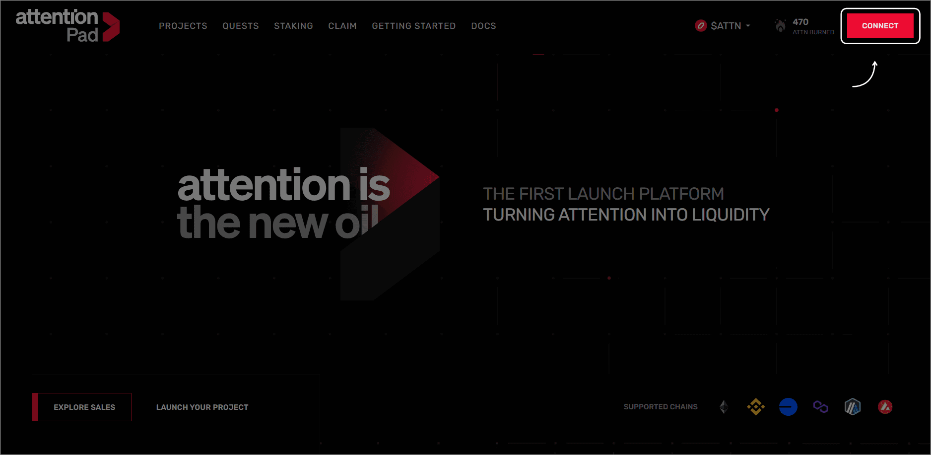 AttentionPad homepage login button