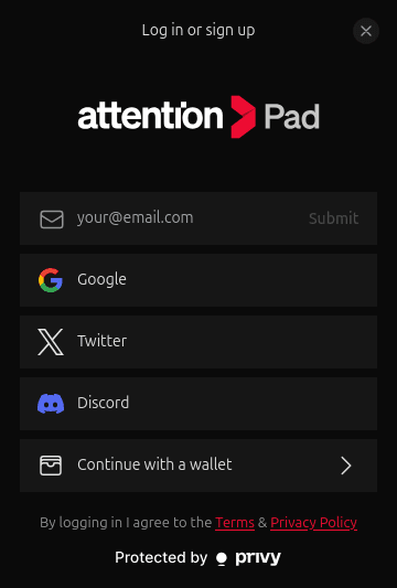 AttentionPad login options